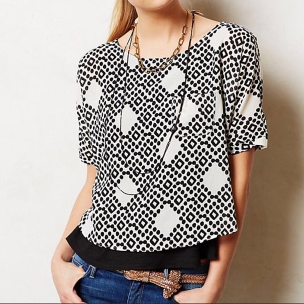 Meadow Rue Anthro Printed Pocket Top